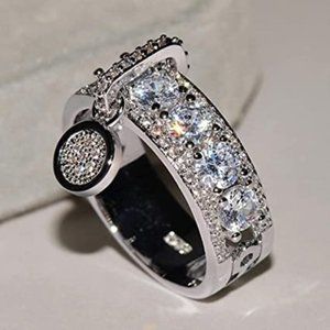 CZ Diamond Ring, Eternity Ring, Charm Ring, Dangle Ring, Statement Ring